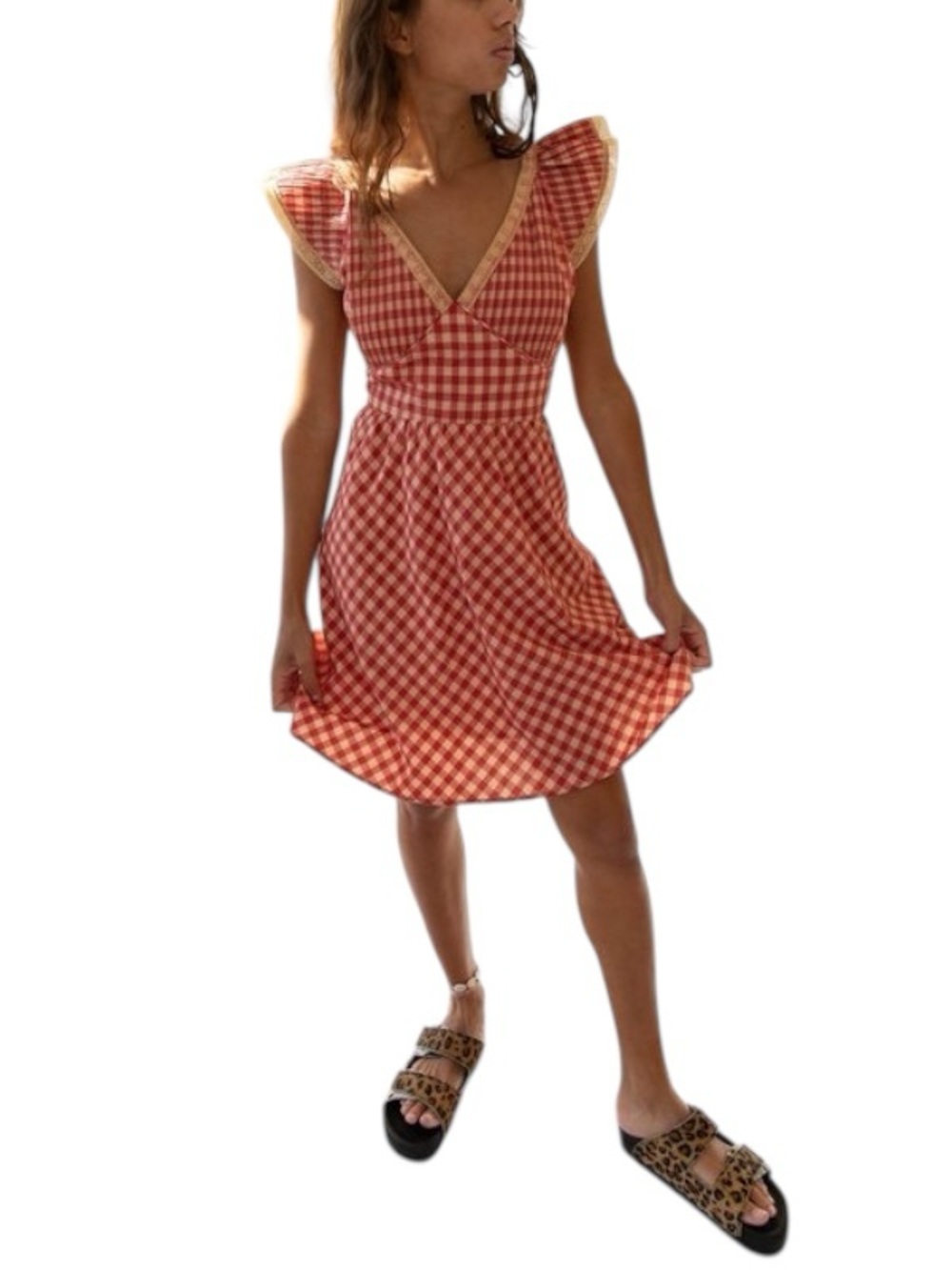 Find Me Now Mini Dress Gingham Red Large